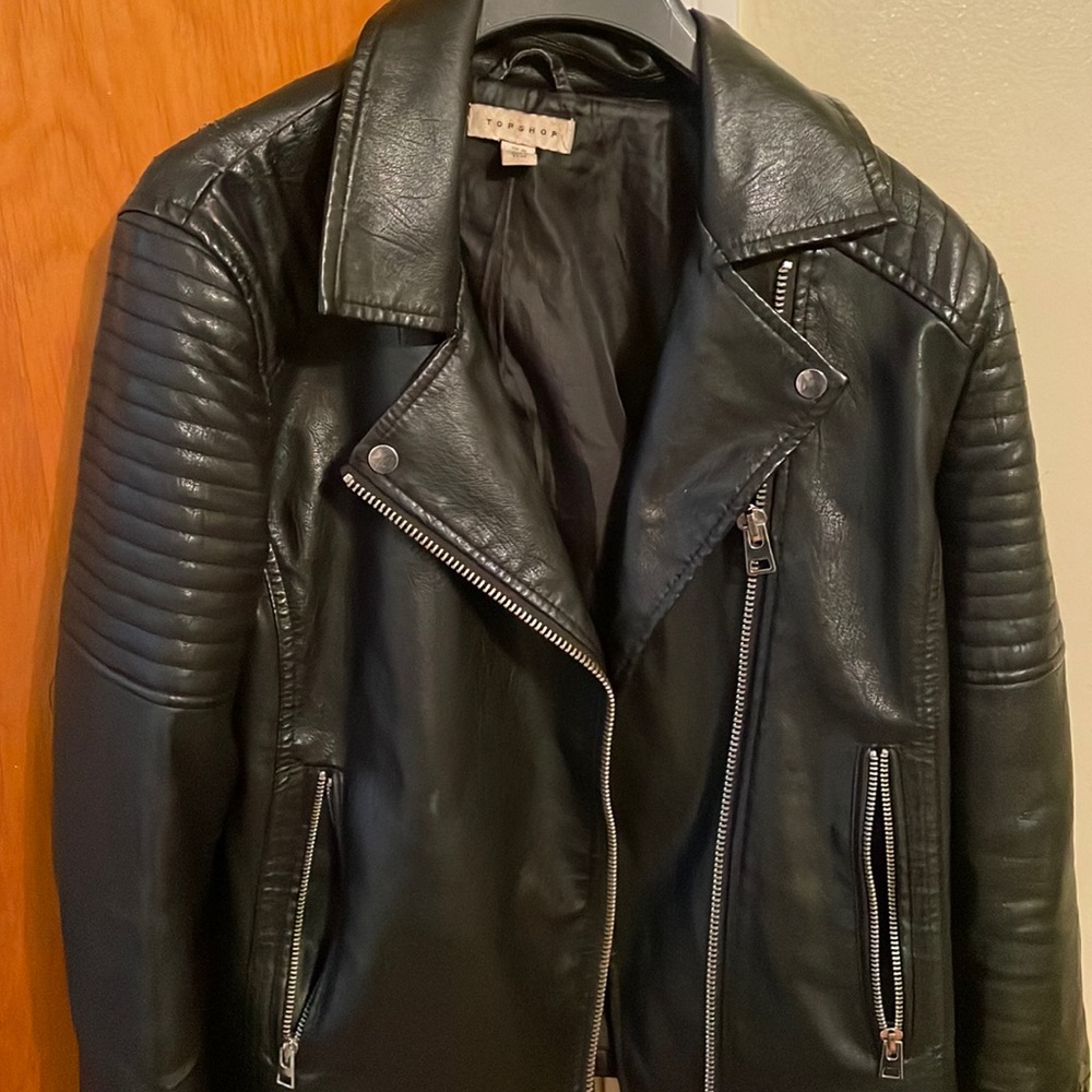 Top shop black leather jacket!!